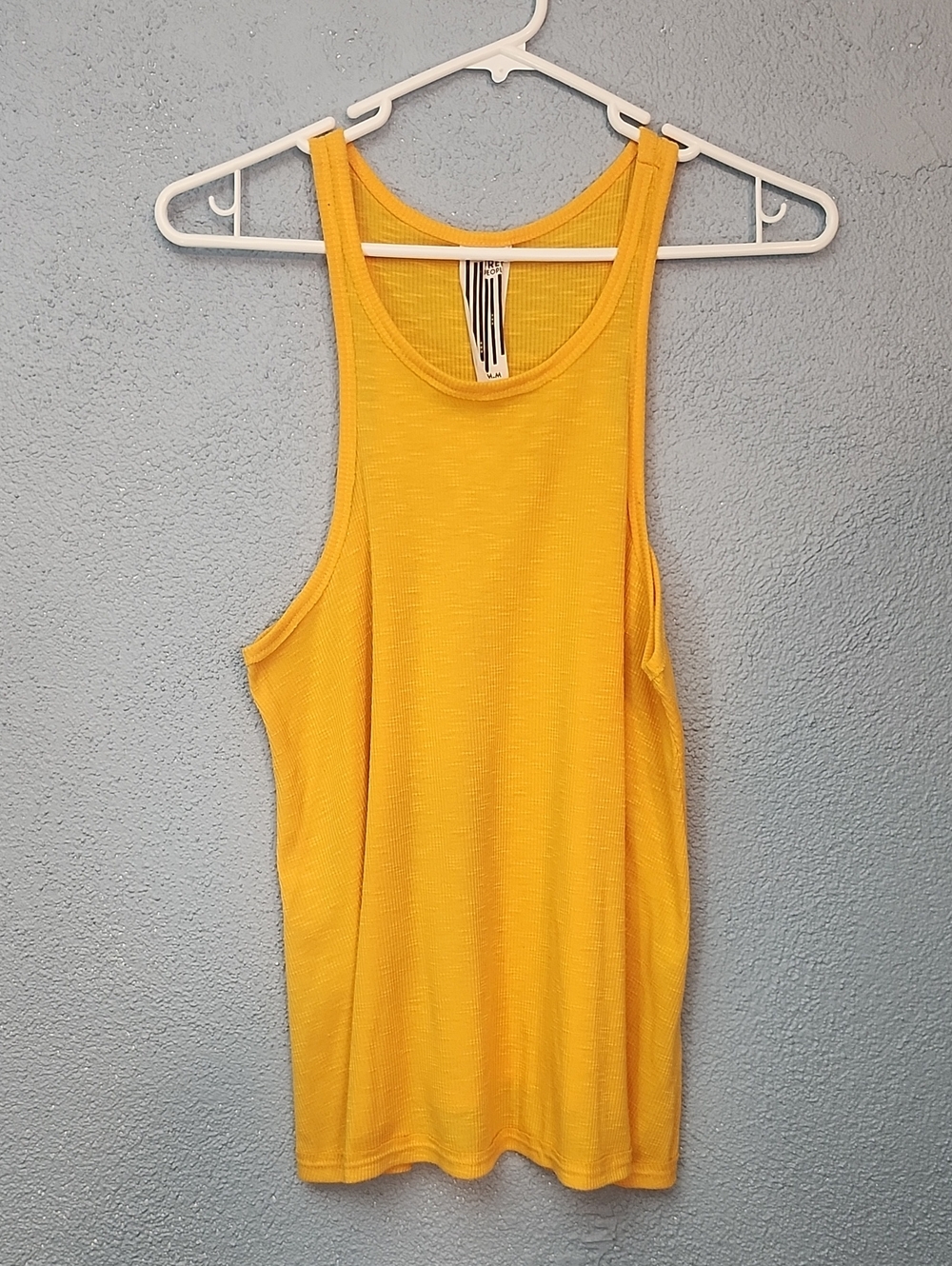 Free People Golden Yellow Ribbed Racerback Tank